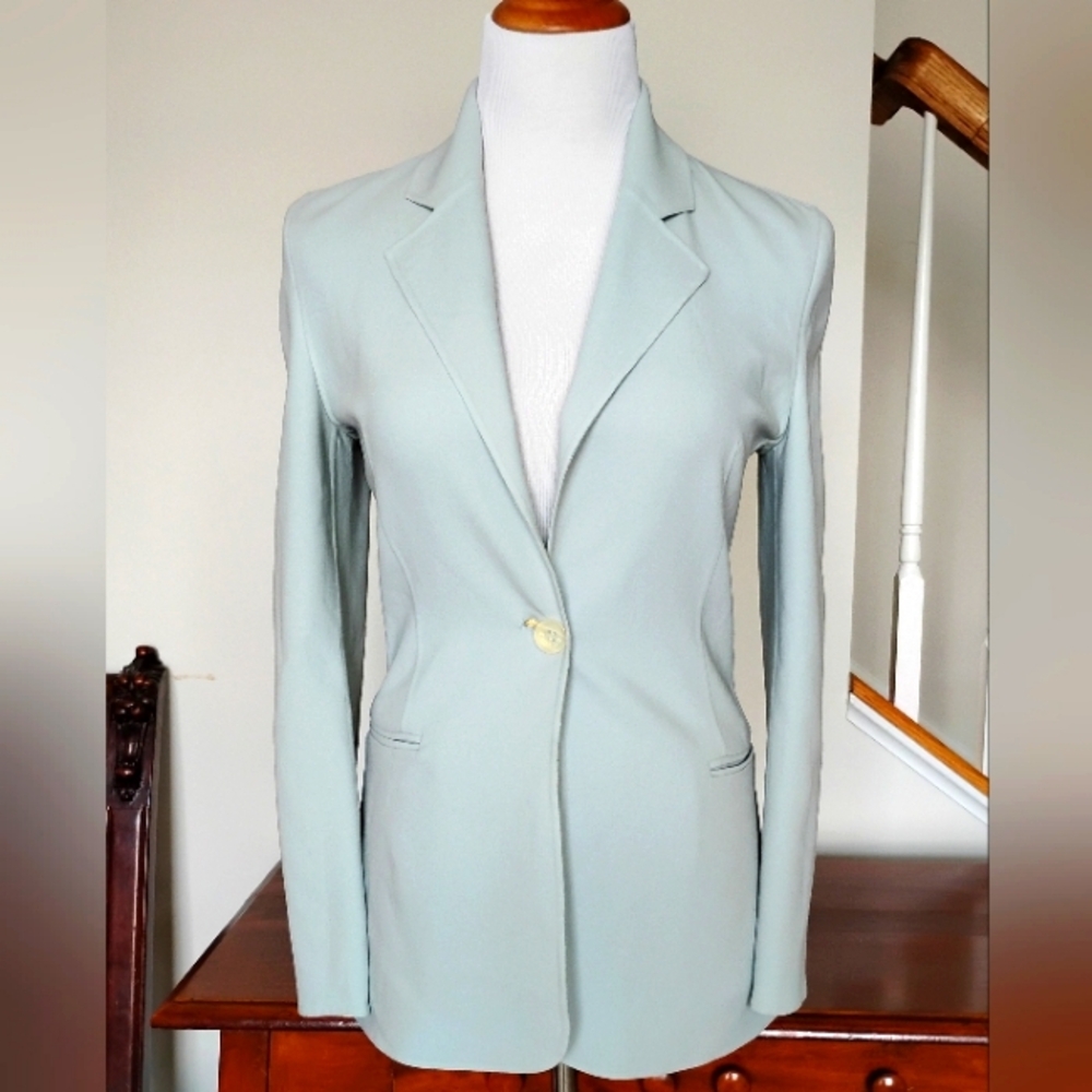 CELINE Finition Main Light Blue Blazer, Size 36